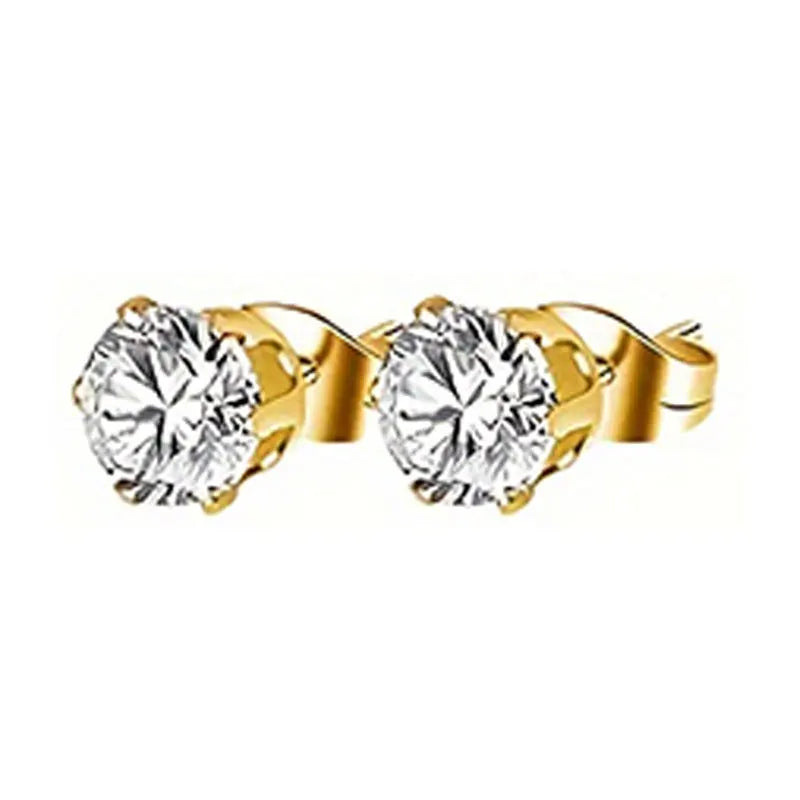 21 pairs of men's stainless steel earrings, circular CZ earrings, hypoallergenic earrings, unisex perforated earrings
