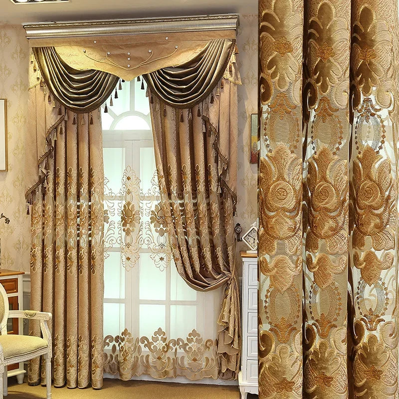 European-style curtains for living room dining room bedroom Chenille luxury high-end blackout embroidery extravagance retro new