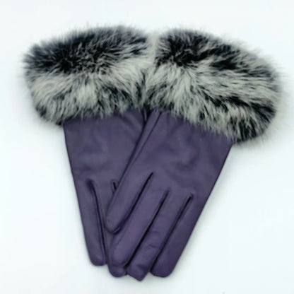 2025 Women Winter Warm Genuine Sheep Leather Glove With Real Fur Trimming Female Warm Real Leather Fur High Quality Mittens