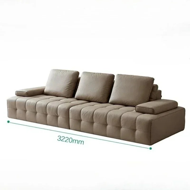 Modern Luxury 3seats Italian Minimalist Living Room Furniture Retro Lawrence Big Black Cow Leather Sofa L Shaped Lazy Minimalist