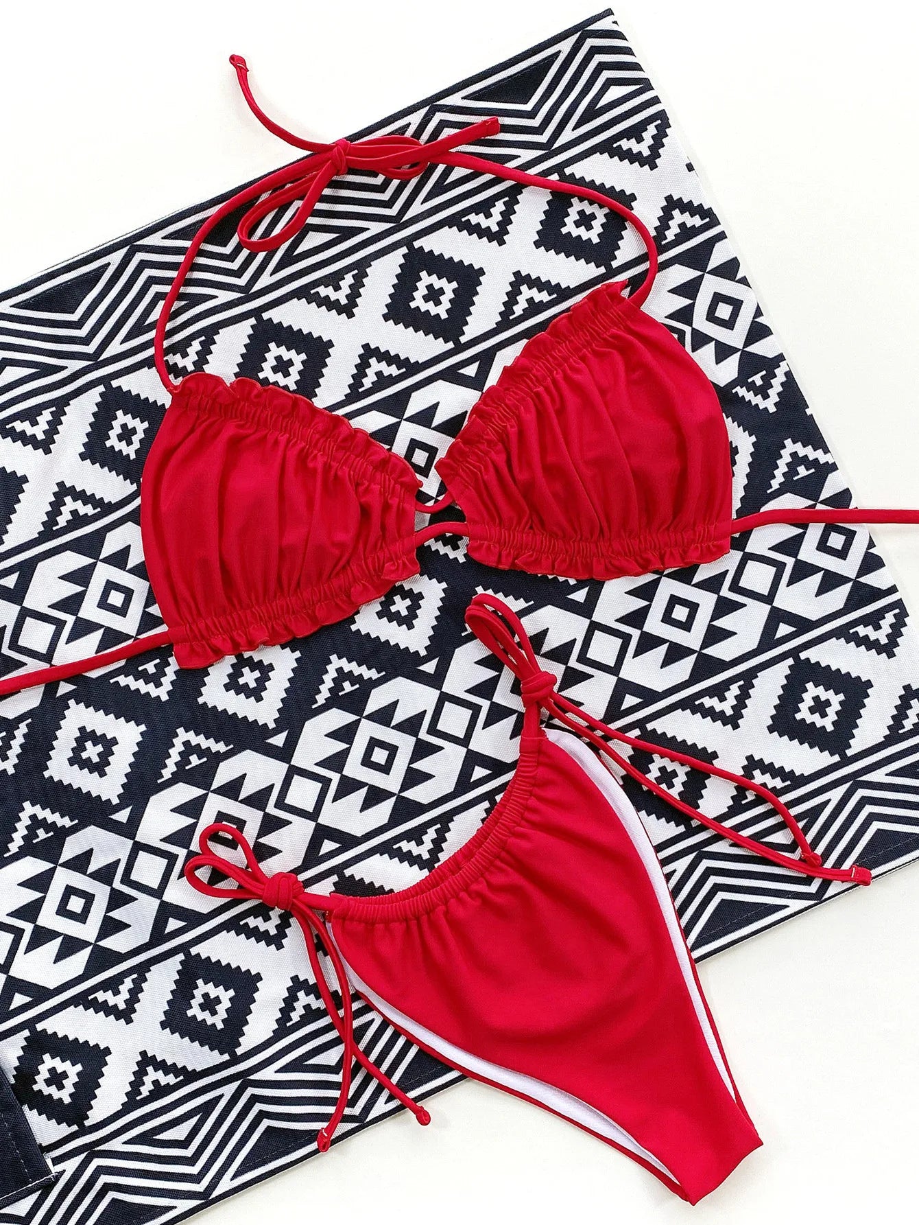 Bikinis 2025 Woman Sexy Ruffled Frilled Pleated Ruched Bikini Women Swimwear Two-piece Swimsuit Bikini set Bathing Suit