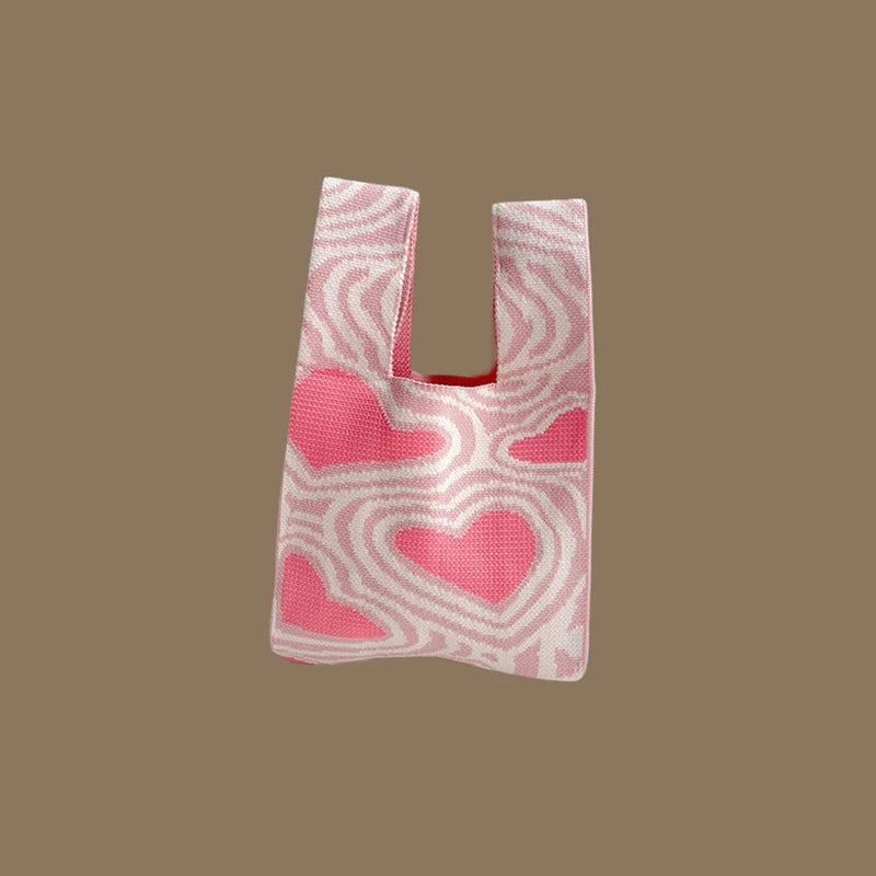 Fashion Handmade Knit Handbags Women Mini Knot Wrist Bag Korean Casual Tote Bag Reusable Shopping Bags