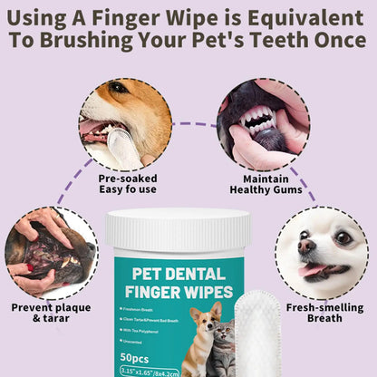 Pet Cleaning Dog Teeth Finger Wipes 50pcs Refreshing Dog Teeth Brushing Wipes Pet Supplies Dog Cat Bad Breath Wipes For Camping