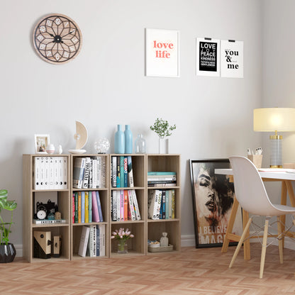 Getone Small Bookcase, White Bookshelf, 3 Cubes Storage Unit, Living Room Bookcase Wooden 30x30x80cm