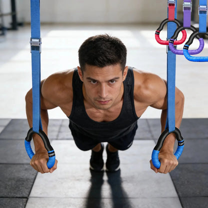Multi-Function Wall Mounted  Adjustable Fitness Rings Indoor Home Gym Equipment for Pull Ups Dips Stretching & Body Strength