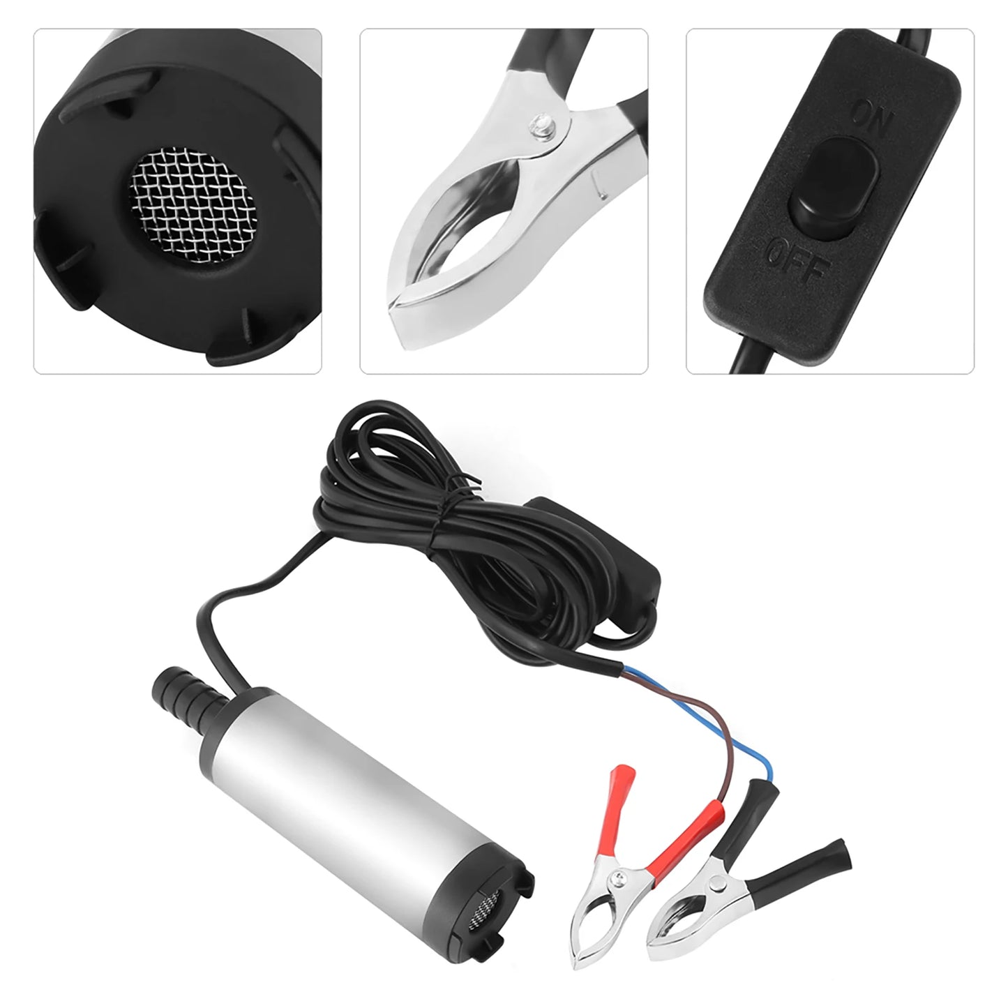 12V 3.8cm Stainless Steel Submersible Pump for Water Dieseloil Kerosene Refueling Tool 8500r/m Diesel Pump Pump Submersible Pump