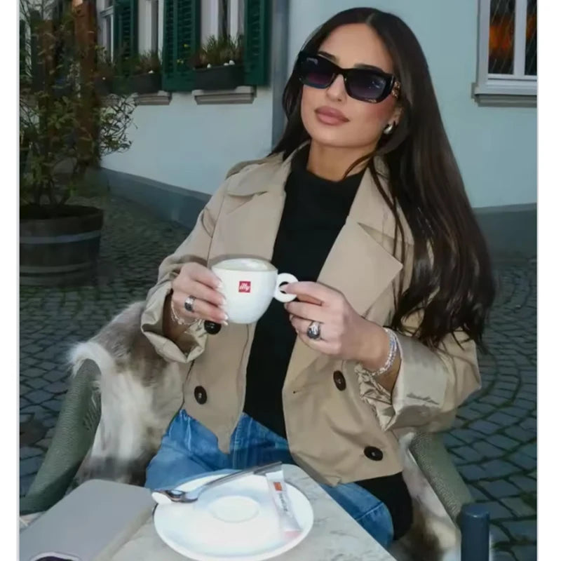 Autumn Women's Jackets 2025 New Short Windbreaker Coats Fashion Loose Autumn Jackets Women's Chic Street Elegant Outerwear Coats