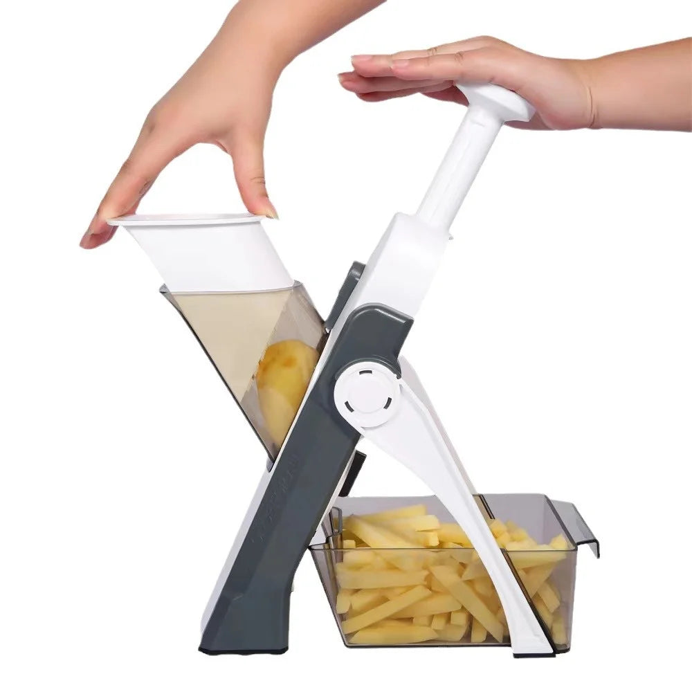 5 in 1 Vegetable Chopper Food Potato Cutter, Strips Julienne Dicer Adjustable Thickness 0.1-8 Mm Kitchen Chopping Kitchen Tools