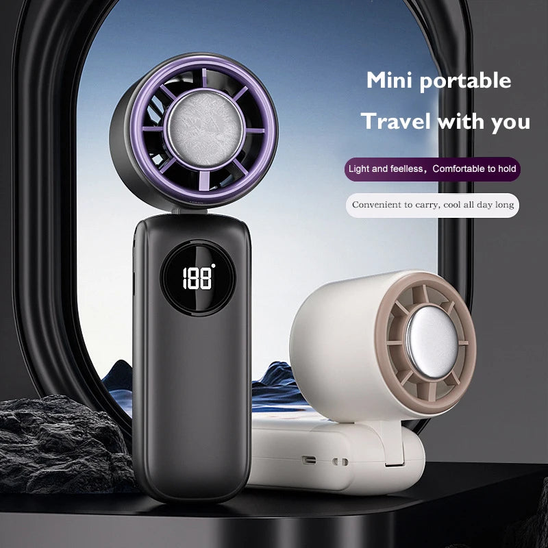 Portable Foldable Handheld Fan – Multi-functional, Multi-speed, Desktop Stand, Rechargeable for Travel/Office