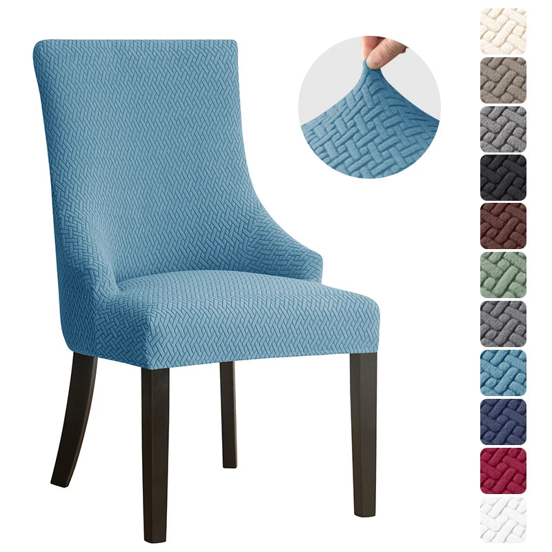 1PC Stretch Dining Chair Cover Jacquard Spandex Chair Slipcovers Elastic High Back Sloping Armchairs Cover for Hotel Kitchen