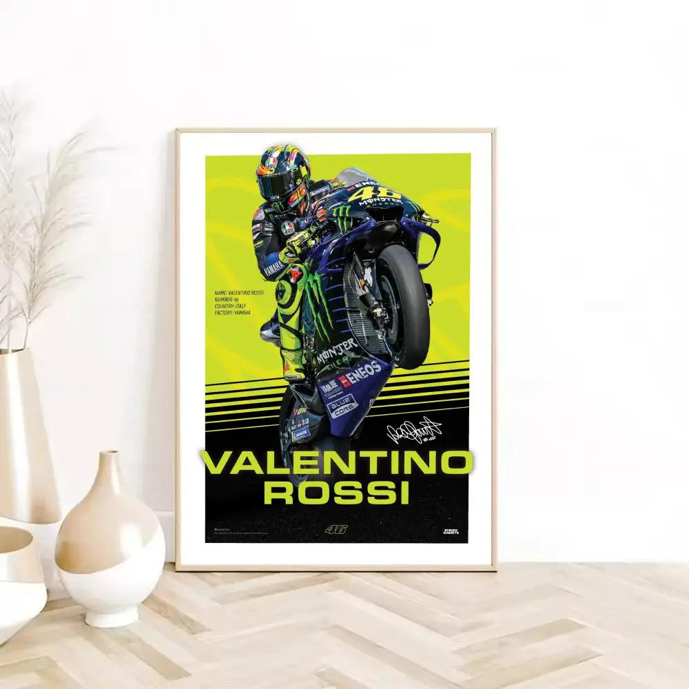Painting Calligraphy HD Waterproof Canvas Wall Art Poster Home Room Decor Gift Motorcycle Racer Valentino Rossies