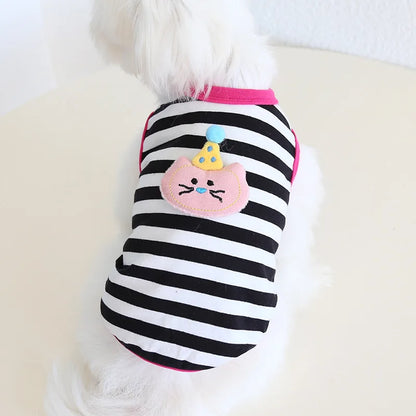 Pet Spring/summer Contrasting Striped Vest Spring/summer Cat Clothing Pet Dress Dog Clothes for Small Dogs Puppy Clothes