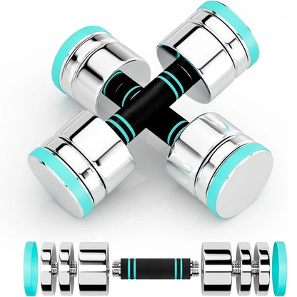 Electroplated Stainless Steel Dumbbells - Dumbbell Set of 2 Ultra Compact Adjustable 5 kg 10 kg 15kg with Foam Handle - Fitness