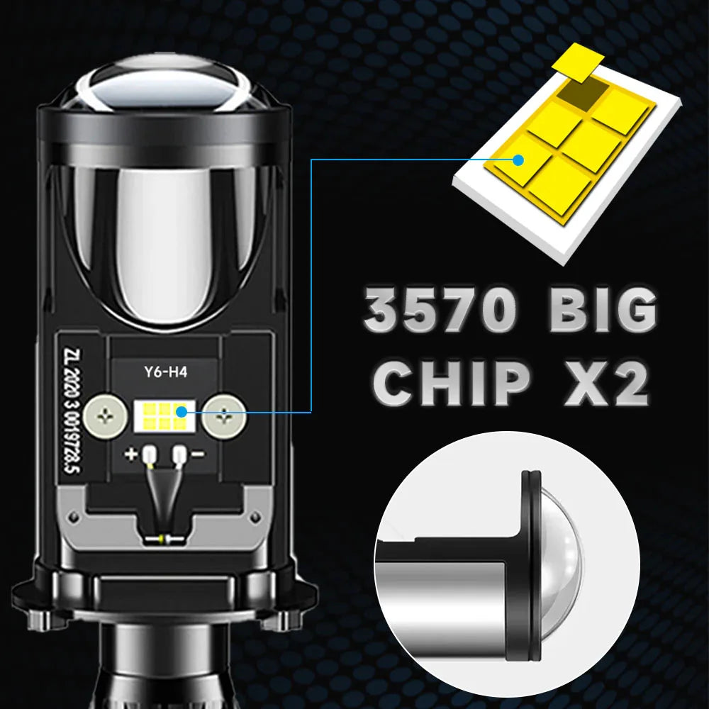H4 LED Projector Motorcycle Headlight Bulbs Bi LED Lens Projector motorcycle accessories Mini Projector Lens Headlight Projector