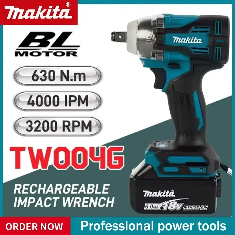 Makita Power Tools 18V TW004G Electric Brushless Electric Wrench, High Torque Impact Wrench, Wind Cannon, Auto Repair Electric