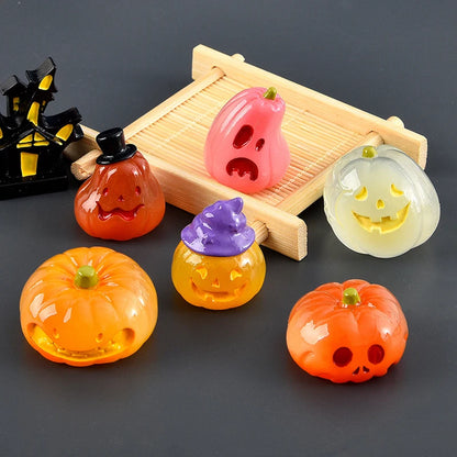 Micro Landscape Luminous Pumpkin Resin Decorative Ornaments Diy Cream Glue Decoration Material Halloween Pumpkin Gift
