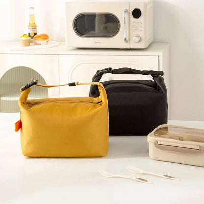 Portable Lunch Box Bags Solid-Color Foldable Insulated Storage Bag Thickened Aluminum Foil Oxford Cloth Large Capacity Tote Bag