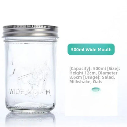 Large Mouth Glass Mason Jar Sed Container Transparent Sc American Sle Overnight Oats Cup Bowl Yogurt Drink Cup