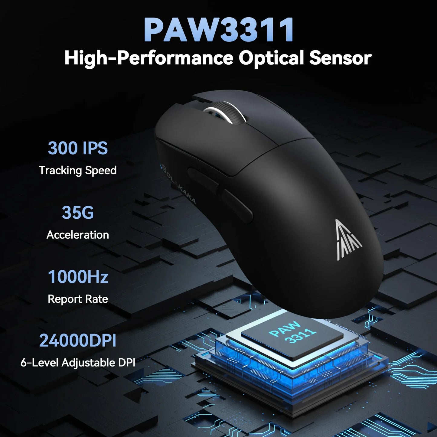 SOLAKAKA SM822 SM820 Gaming Mouse Tri-Mode 2.4GHz/Bluetooth/Wired PAW3311 24000DPI Macro Gaming Mouse with Charging Dock