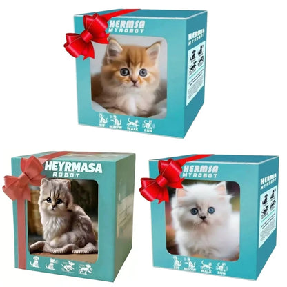 Smart Electric Plush Cat Toy Realistic Walking Purring Stuffed Animal Cute Interactive Pet Doll Kids Birthday for Boys Girls
