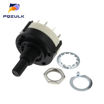 5PCS RS26 1 Pole 12 Position Selectable Band Rotary Channel Selector Switch Handle length 20MM With Knob