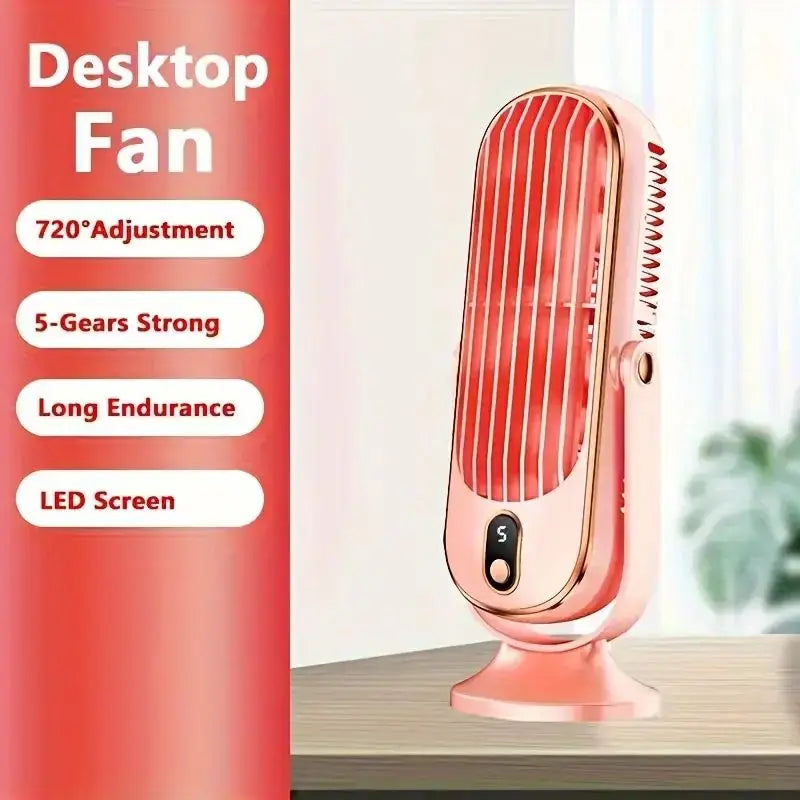 Portable USB Fan | 5 Speeds, 720° Swivel, Quiet Cool Breeze, Air Circulation, Indoor/Outdoor Use, Ideal For Home, Office, Travel
