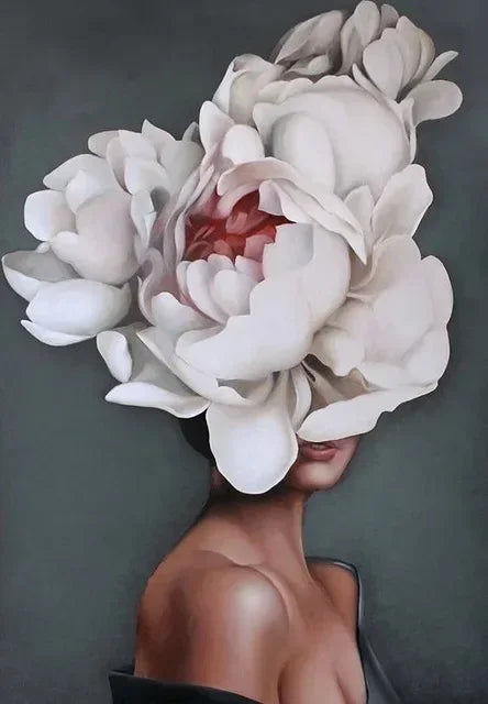 Canvas Painting Wall Art Women and Flowers Abstract Print the Girl with Flowers on Her Head Surrealism Imagine Poster Room Decor