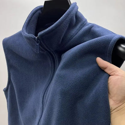 Double-Sided Fce Zipper Jaet Thiened Warm Svel Autumn Winter Men's Vest Faionable Casual Sle Youth ular
