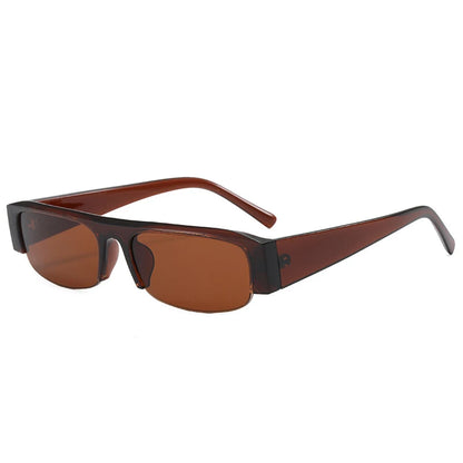 SO&EI New Small Rectangle Women Sunglasses Vintage Clear Lens Men Half Frame Eyewear Shades UV400