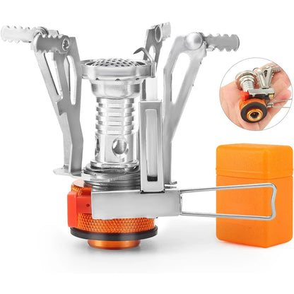 Portable Camping Stoves Backpacking Stove with Piezo Ignition Stable Support Wind-Resistance Camp Stove for Outdoor Cooking