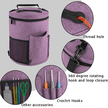 Knitting Tool Storage Bag Yarn Crochet Organizer Tote Bag Large Capacity Portable with Front Yarn Needles Hooks Pocket