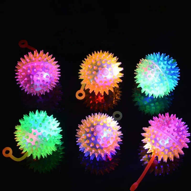 Event LED Light Up Flashing Massage Bouncing Glowing Spiky Ball Gift Glow Party Supplies