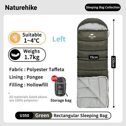 Naturehike Warm Sleeping Bag Ultralight Waterproof Splicable Double Sleeping Quilt Outdoor Winter Envelope Sleeping Bags