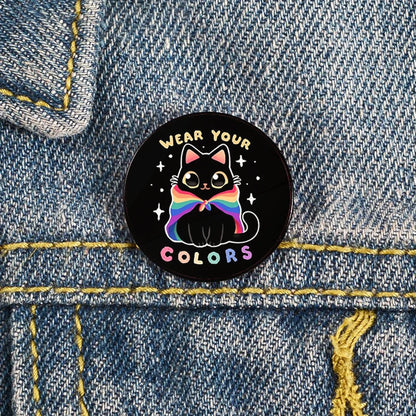 Lapel teacher tote Bag backpacks Badge Cartoon gift Pines Brooch for women Non Binary Pride cat Pins Custom cute Pines Shirt