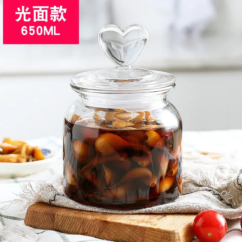 Creative Glass Sealed Jar Storage Jar Household Food Grade Glass Bottle with Lid Transparent Fruit Tank Kitchen Food Container
