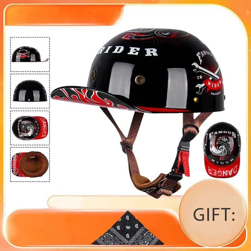 Motorcycle Helmet cascos Electric Vehicle Riding Locomotive for Retro Half Helmet Four Seasons Universal Helmet Helmet