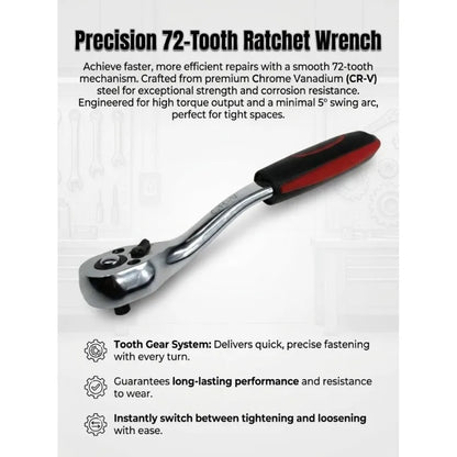 72 Tooth Quick Ratchet Wrench   Wrenches Two-way Socket Wrench Repair Tools for for Vehicle Bicycle