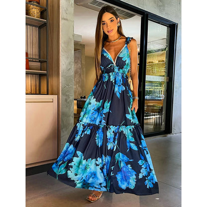 Print Ruffle Beach Cover Up Floral Hot Swimsuits 2025 Sexy Beach Outfits For Women Tunics for Beach Long Playa Bikini Cover Up
