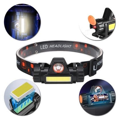 Portable headlamp+flashlight,ABS material,rechargeable,with battery level display,high-brightness lighting,for night lighting