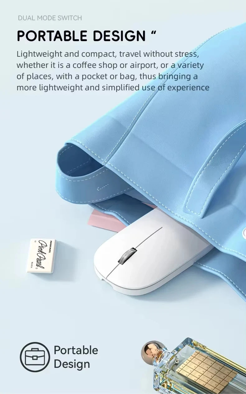 Lenovo Wireless Mouse with Type-C Fast Charging, Silent Click Dual-Mode for Multi-Device, 4 Adjustable DPI 2.4G + BT Dual-mode