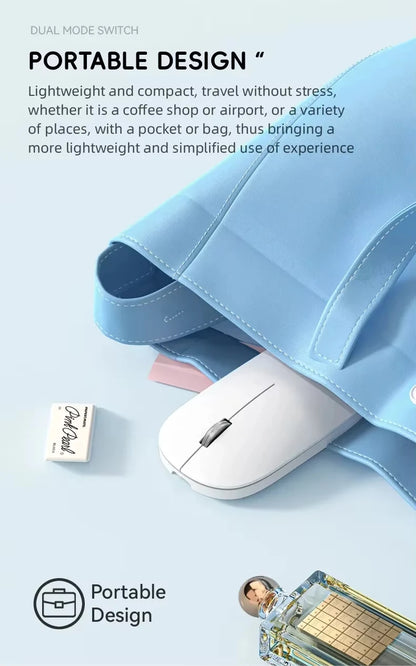 Lenovo Wireless Mouse with Type-C Fast Charging, Silent Click Dual-Mode for Multi-Device, 4 Adjustable DPI 2.4G + BT Dual-mode