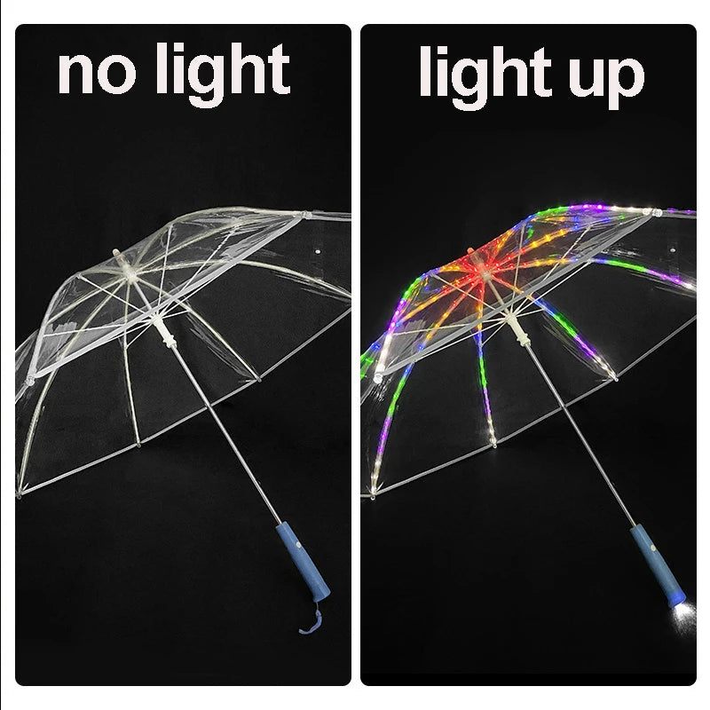 Holiday Party Supplies Luminous White Umbrella Wedding Decorative Props Christmas LED Light Umbrella Glowing For Night Party