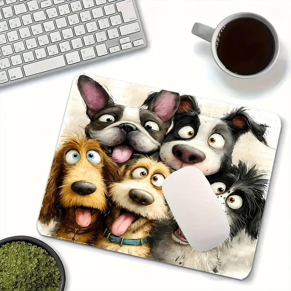Mouse Pad, Cartoon Dog Selfie Gaming Mouse Pad, Suitable for Office Desktop Supplies, Study Desk, Tabletop, Keyboard Mat