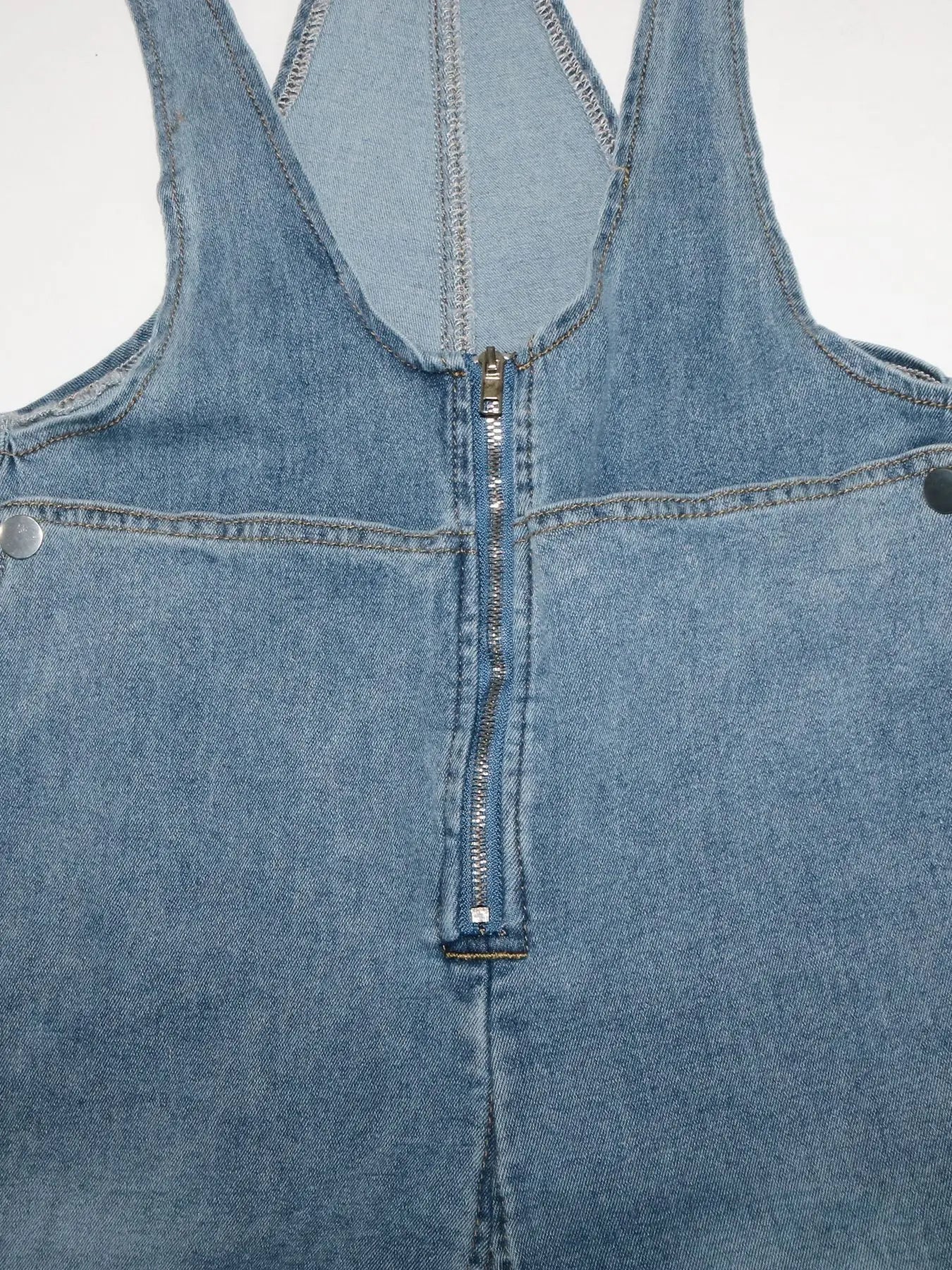 CM.YAYA Women Safari Style Ripped Out Multi Pocke Wide Leg Overalls Denim Pants 2024 Summer Street Fashion Cargo Jeans Trousers