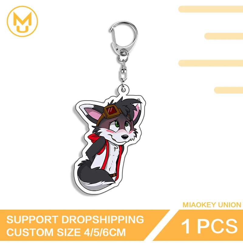 Furry Wolf Fashionable Eye Catching Lively Edgy Acrylic Keyring Charming Adorable Exquisite Anime Jewelry Accessories Gifts