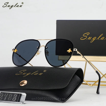 SUGLAU Luxury brand Fashion Rimless Sunglasses Casual Driving Sun Glasses Business Shopping Unisex Shades Oculos De Sol UV400