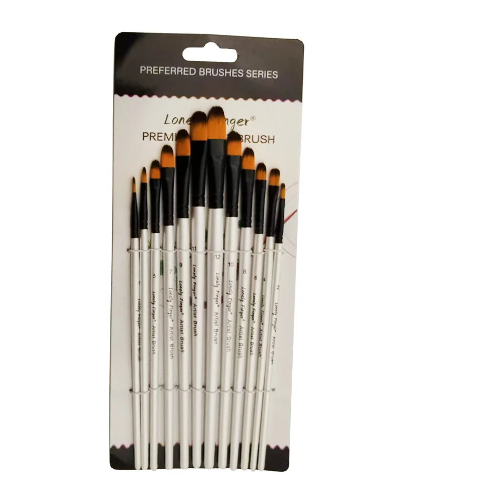 12/48pcs Acrylic Paint Brushes, Professional Synthetic Bristles Paint Brush Set Flat, Filbert,  Round, Angle Paint Brushes