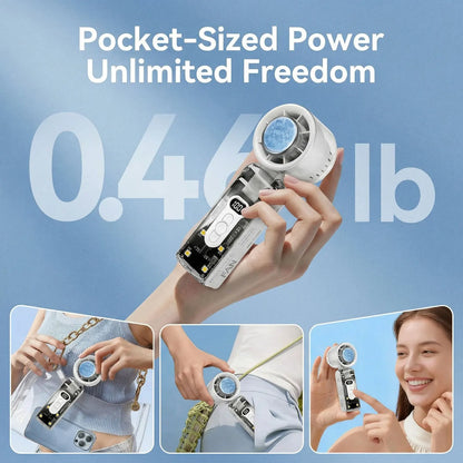 Portable Handheld Fan with LED Light 100 Speeds Foldable Personal Cooling Fan Electric Mini Turbo Fan for Outdoor Travel