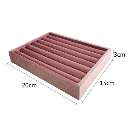 Pink Velvet Jewelry Organizer Trays Earrings Rings Holder Stud Ear Watch Bangle Storage Tray Jewelry Counter Jewelry Display