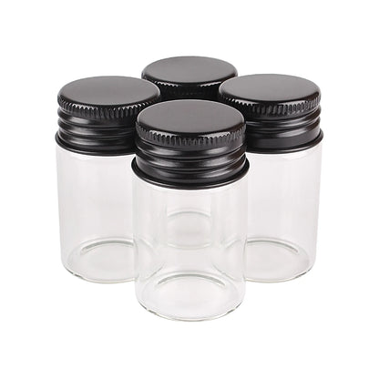 5pcs 20ml 30*50mm Glass Jars with Black Aluminum Caps Potion bottles Glass bottle Glass vessels for Art Craft